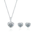 Popular Heart Shaped Moissanite Silver Jewelry Sets 925 Sterling Silver Romantic Necklace Earrings Set for Women