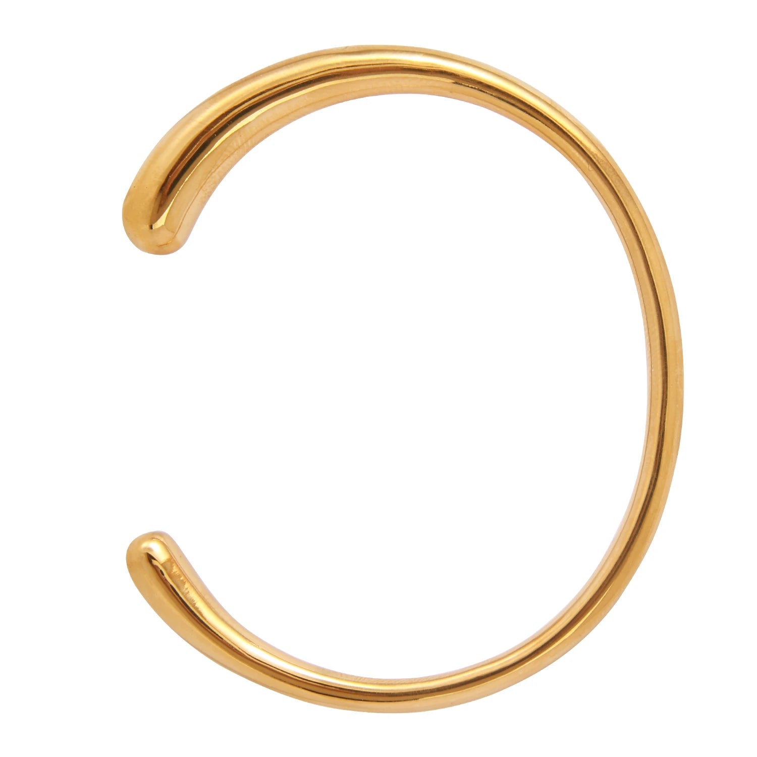 Women's Gold Plated C-Shaped Opening Bracelet Smooth Stainless Steel Fashion Bangle Wholesale
