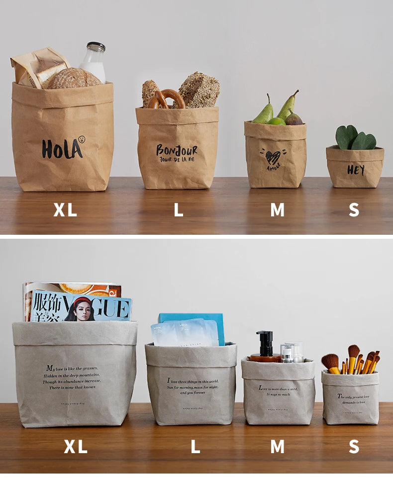 For SHIMOYAMA Re-usable Multi-Function Desktop Storage Bag Washable Kraft Paper Flowerpot for Flowerpot and Other Items