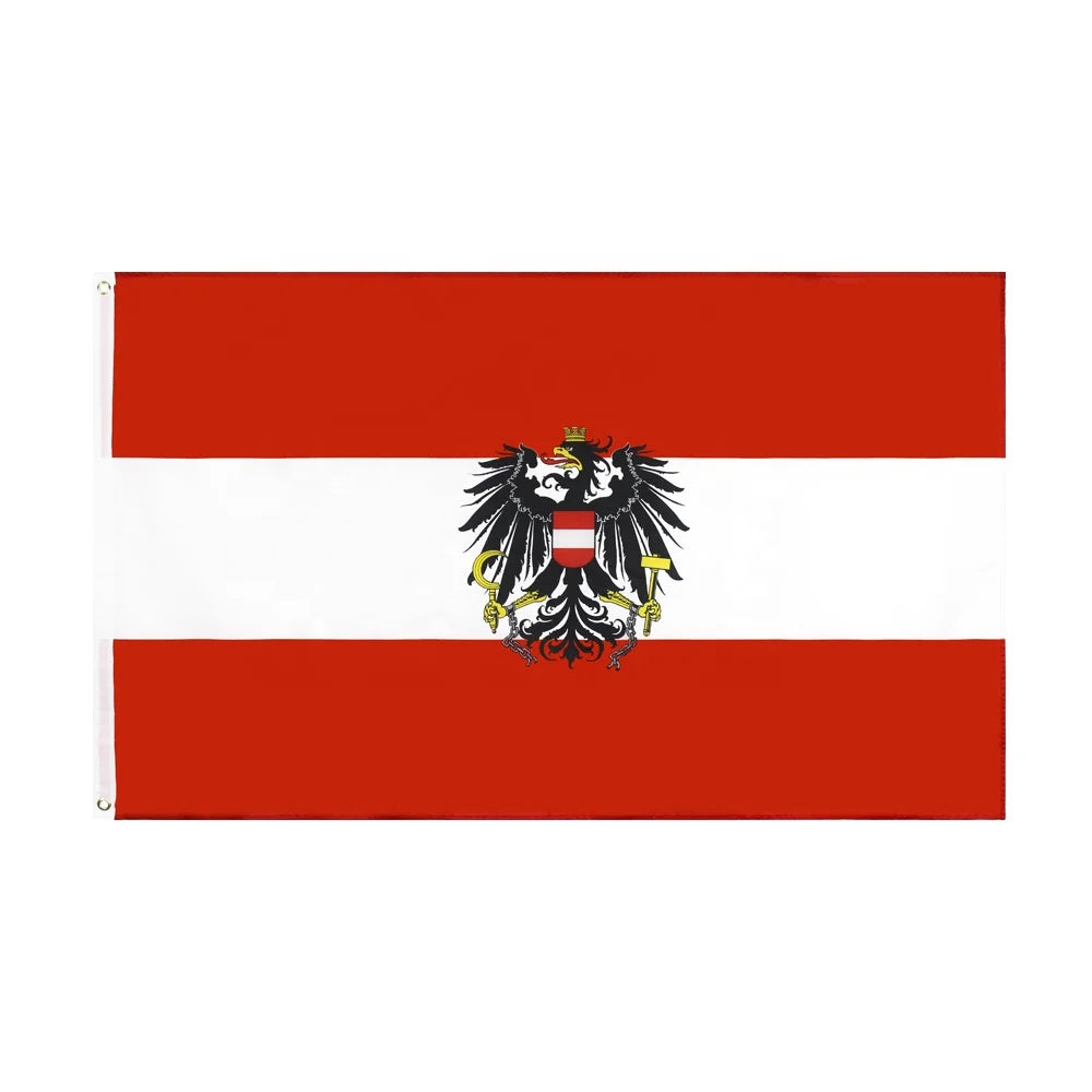 Ready to Ship 100% Polyester 3x5ft Stock Austrian Coat of Arms Austria National Emblem Flag With Eagle
