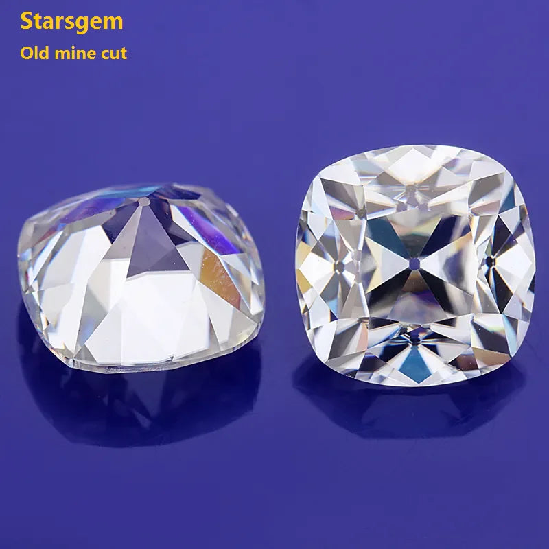 Starsgem Wholesale 6.5x6.5mm Gh Near Colorness Vvs1 Moissanites Cushion European Old Mine Cut Moissanite