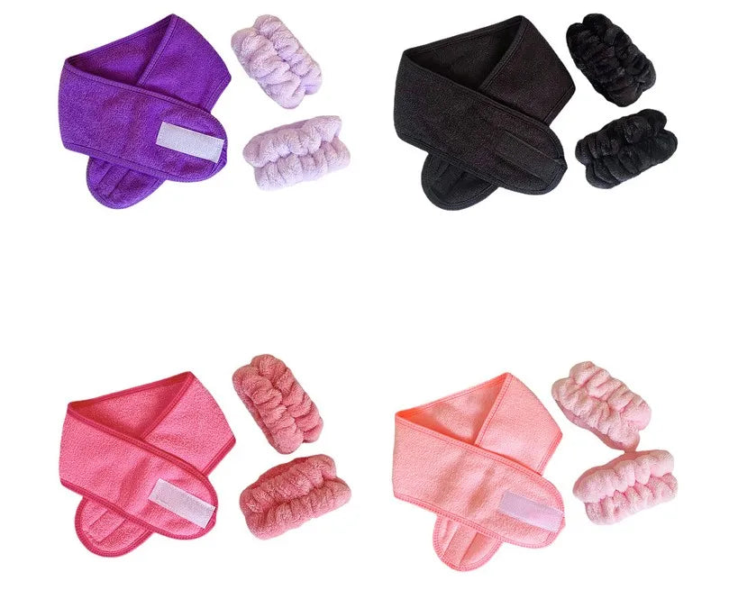 Spa Headband Face Wash Wristband and Headband Set for  Washing Face