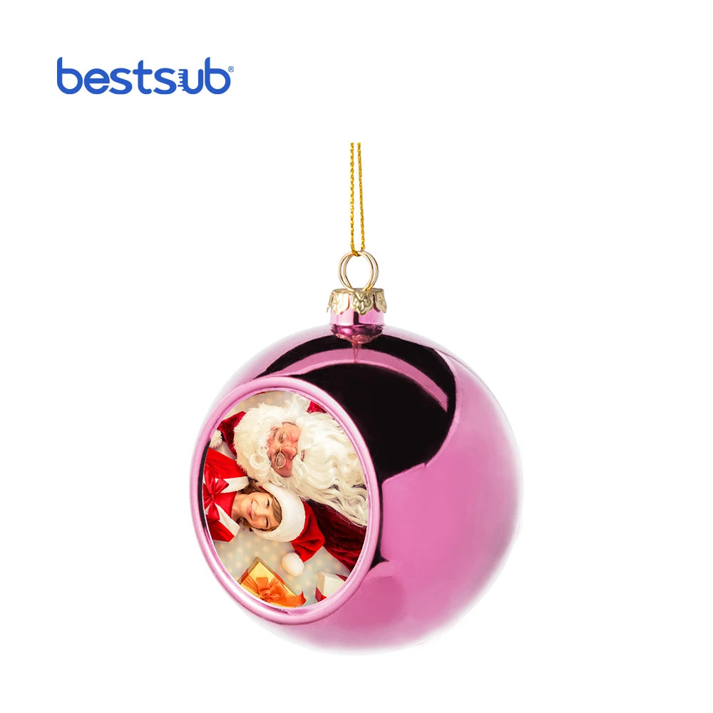 For XMB6-RS Sublimation Blanks 6cm Rose Red Clear Ball Christmas Tree Plastic Ornament 6-Color Thermal Transfer Indoor Use