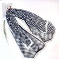 New Versatile and Simple Digital Printing Black Geometric Shawl Hand Curled Cotton and Hemp Medium Length Scarf Hijab