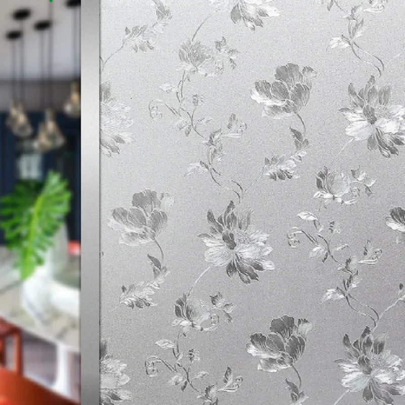 UDK 3D Flower Privacy Window Film Frosted Static Cling Window Film Not-Adhesive Anti Uv Window Film for Home Bathroom Office