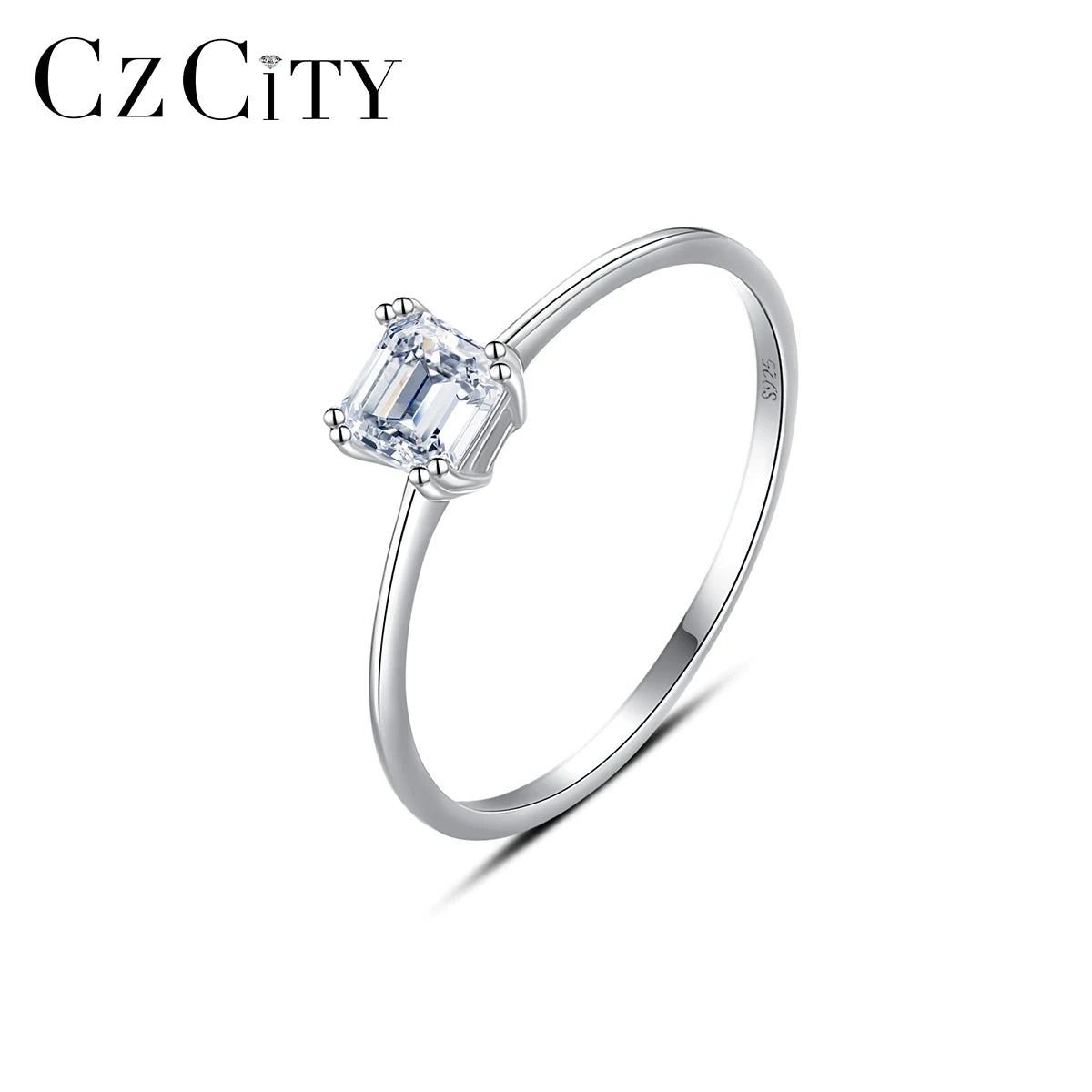 CZCITY New Design 2026 Fashion Jewelry Simple 925 Sterling Silver Rings Sparking Diamond CZ Engagement Ring for Women Gift