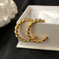 Dreamshow Minimalist 18k Gold Plated Stainless Steel Twisted Hoop Earrings Jewelry CC Earrings Hoop