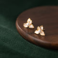 New Elegant Design S925 Sterling Silver White Enamel Rose Flower White Pearl Stud Earrings for Women M02110