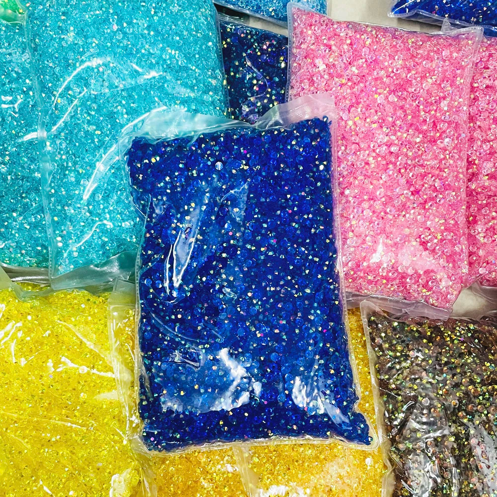 Yantuo Top Selling 2mm-6mm Transparent AB Diamond Strass Loose Resin Rhinestones Non-Hotfix Jelly for DIY Crafts