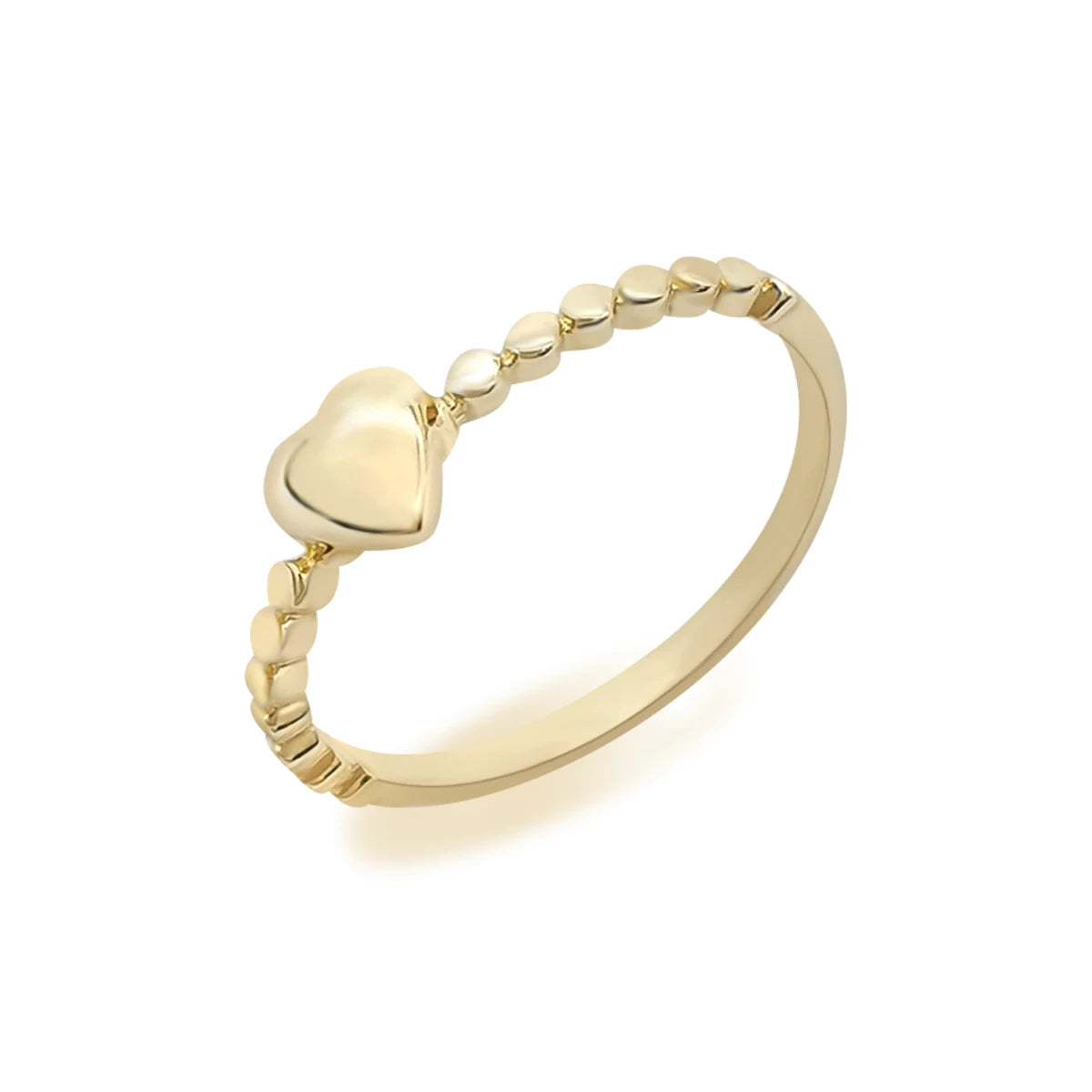 14K Yellow Gold Heart Ring Fashionable Thin Solid Engagement Ring Romantic Wedding Wholesale Plain Karat Small Heart Shape Ring