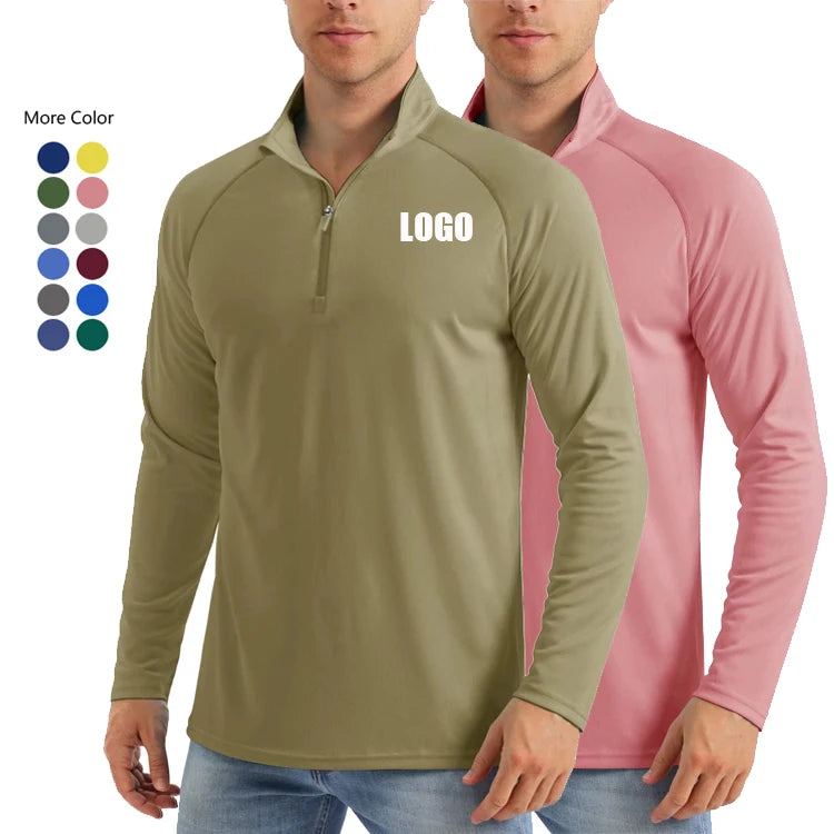 UPF50 Sun Protection Shirts for Men Summer Long Sleeve UV Protection Top 1/4 Pullover Golf Swimming T-Shirt