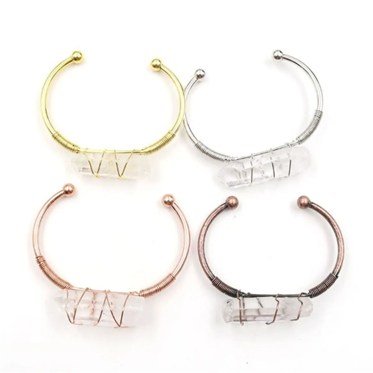 Natural Rock Quartz Crystal Bangle Beads Bracelet Reiki Healing Balancing Amulet