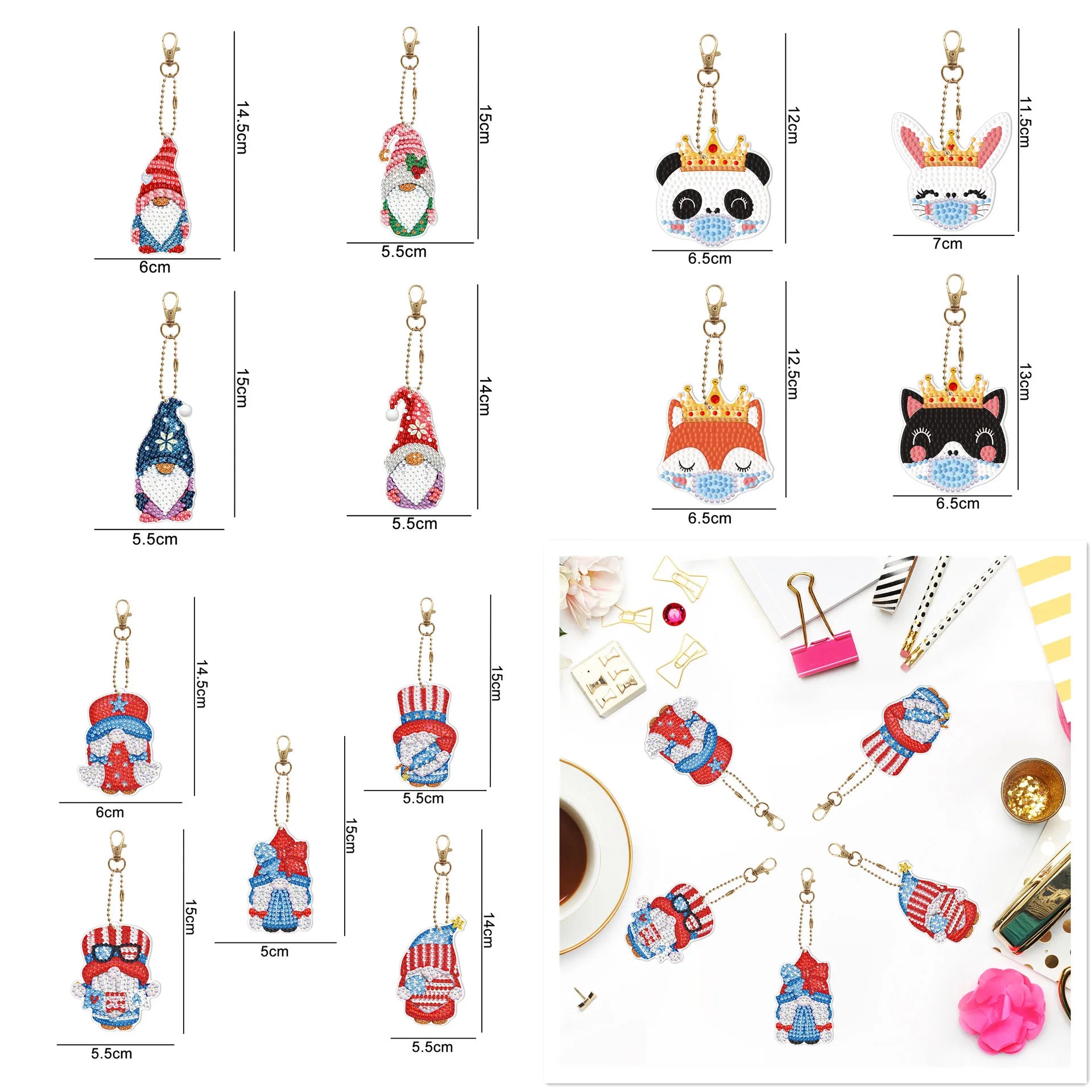 DIY 5D Diamond Painting New Style Cartoon Crystal Ornaments Keychain for Key Chain Pendant Art Crafts Gifts Kits Adult Kids