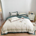 Luxury Embroidery Duvet Cover Patchwork Bed Sheet Premium Quality 100S Australia Cotton Pillow Cases White Bedding Set