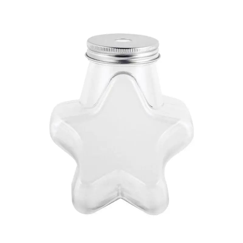 Star Shape 500ML Milk Tea Plastic PET Jar Beverage Juice Bottles with Aluminium Cap for Packaging Industrial Use