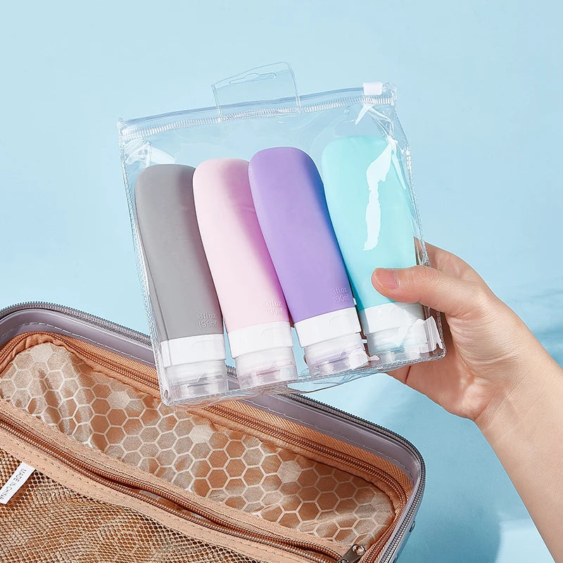 38ml 60ml 90ml Silicone Squeezable Travel Bottle Leak Proof Cosmetic Shampoo Toiletry Bottle for Bathroom Sets