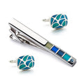 Wholesale Blue Enamel Cufflinks Tie Clips Custom Mens Business Suit Shirt Fashion Accessory Wedding Tuxedo Trendy Jewelry Gift