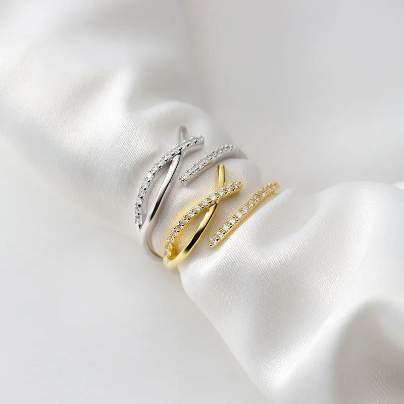 Cubic Zirconia Geometric Shape Adjustable Open Gold Plated 925 Sterling Silver Knuckle Rings Fashion Jewelry for Women