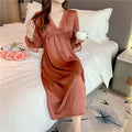 Hot Sale Sexy Lace Lingerie Nightgowns Soft Ice Silk Satin Sleepwear Women Spaghetti Strap Nightdress