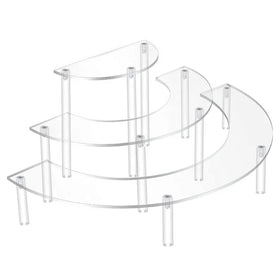 3 Tier Circle Half Moon Dessert Cake Cupcake Holder Clear Acrylic Display Stand