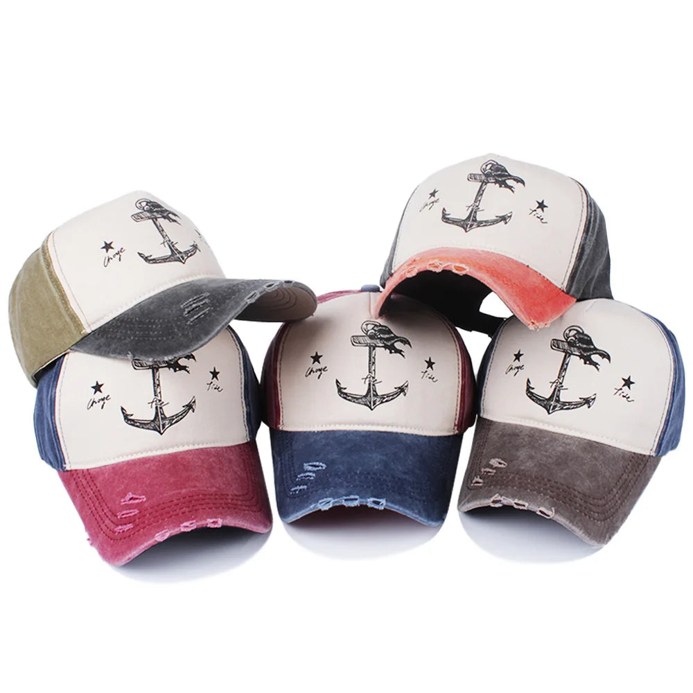 Wholesale Vintage Washed Oxford Denim Cotton 5-Panel Custom Print Logo Sporty Sailor Baseball Caps OEM Streetwear Gorras Dad