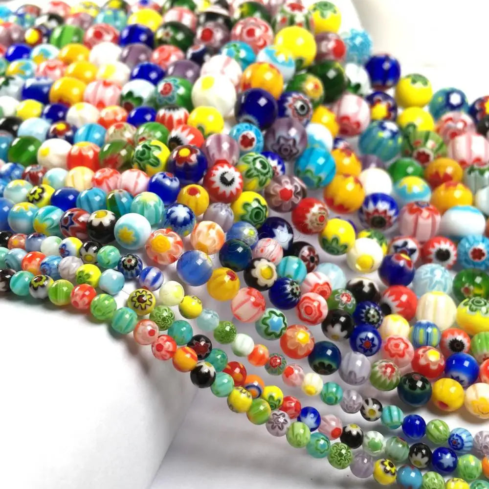 Millefiori Slice Lampwork Beads Glass Beads Jewelry Making Bulk Bead Round 1426600
