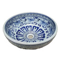Chinese Traditional Luxury Blue White Hand-Painted Ceramic Basin 12L Capacity Water Resistant Bathroom Sinks for Home Hotel Use