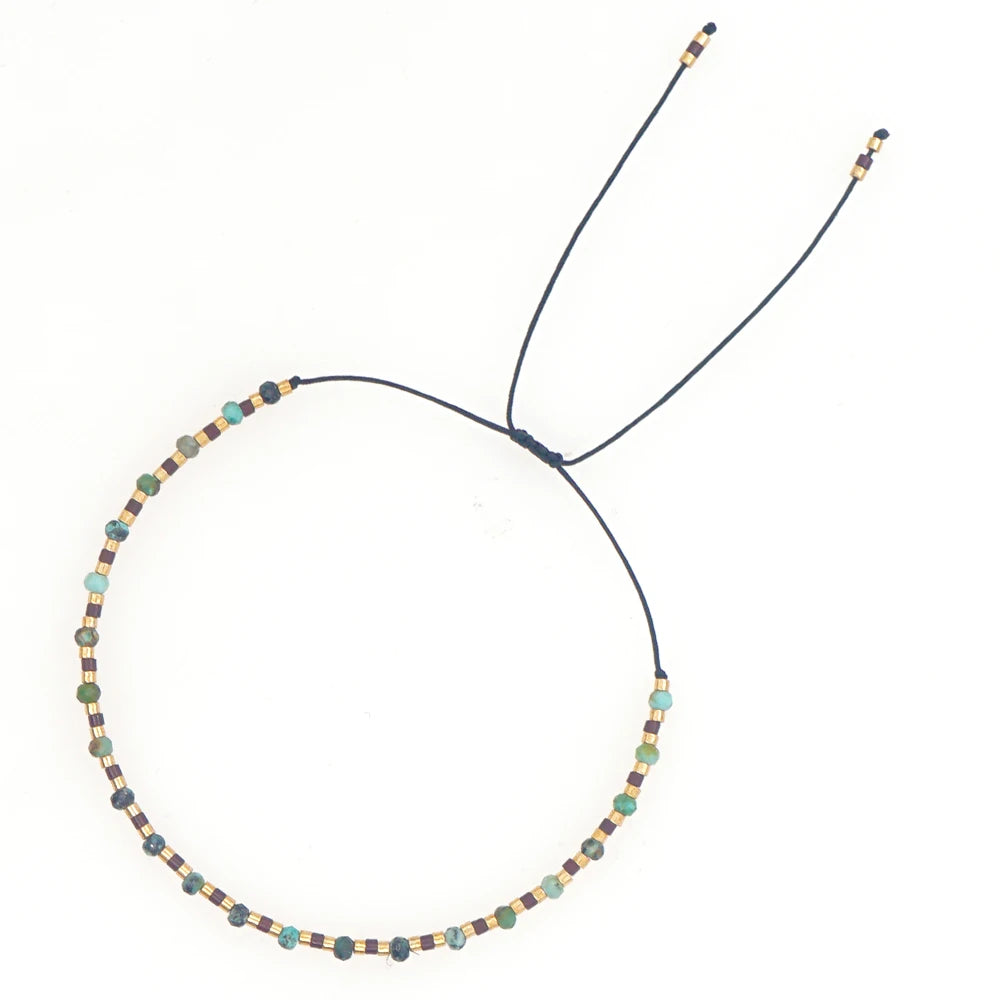 Go2Boho Fashion Jewelry Semi-precious Stones Bracelet Seed Beaded Adjustable Bracelets for Women Girls Teens Jewellery Gifts