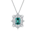 Daidan Silver Necklace 925 Sterling Womens Luxury Green Zircon Gemstone Pendant Leaf Necklace