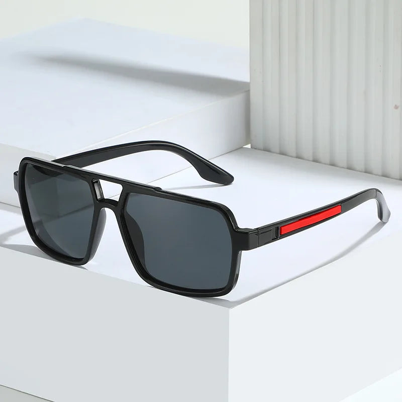 UV400 Double Beam Classical Cycling Oculos De Sol High Quality Frame Men Shades Square Driving Polarized Sunglasses