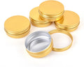 Srock 2oz Metal Steel Tin Cosmetic Sample Container round Gold Aluminum Can with Screw Cap for Loose Powder Storage