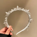 Finestyle New Trend Wedding Accessories Flower Crystal Pearl Top Headband Wedding Headband Crystal Bridal Hair Accessories