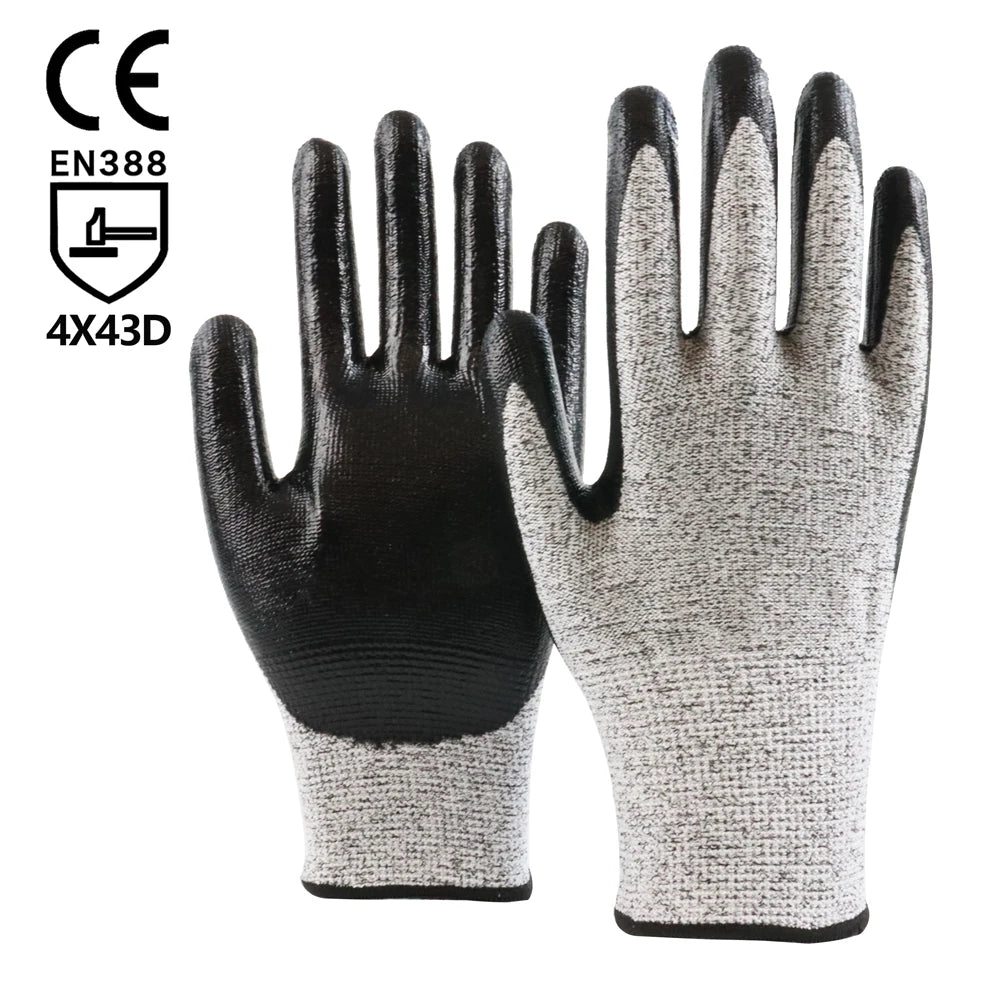 SONICE Manufacturer Construction Wood Protective HPPE/Nitrile Electricians Garden Industrial Flexible Cut Resistant Level Gloves