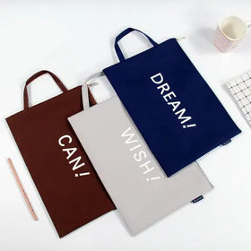 Custom Korean Style Zipper Stationery Cute File Bag Large Capacity Simple Canvas Student Paper Bag