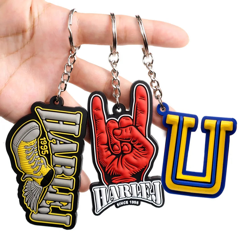 Custom Fashion Letter Silicone Keychain Cute 2d 3d Pvc Soft Rubber Key Ring Chain Bag Small Pendant Accessories