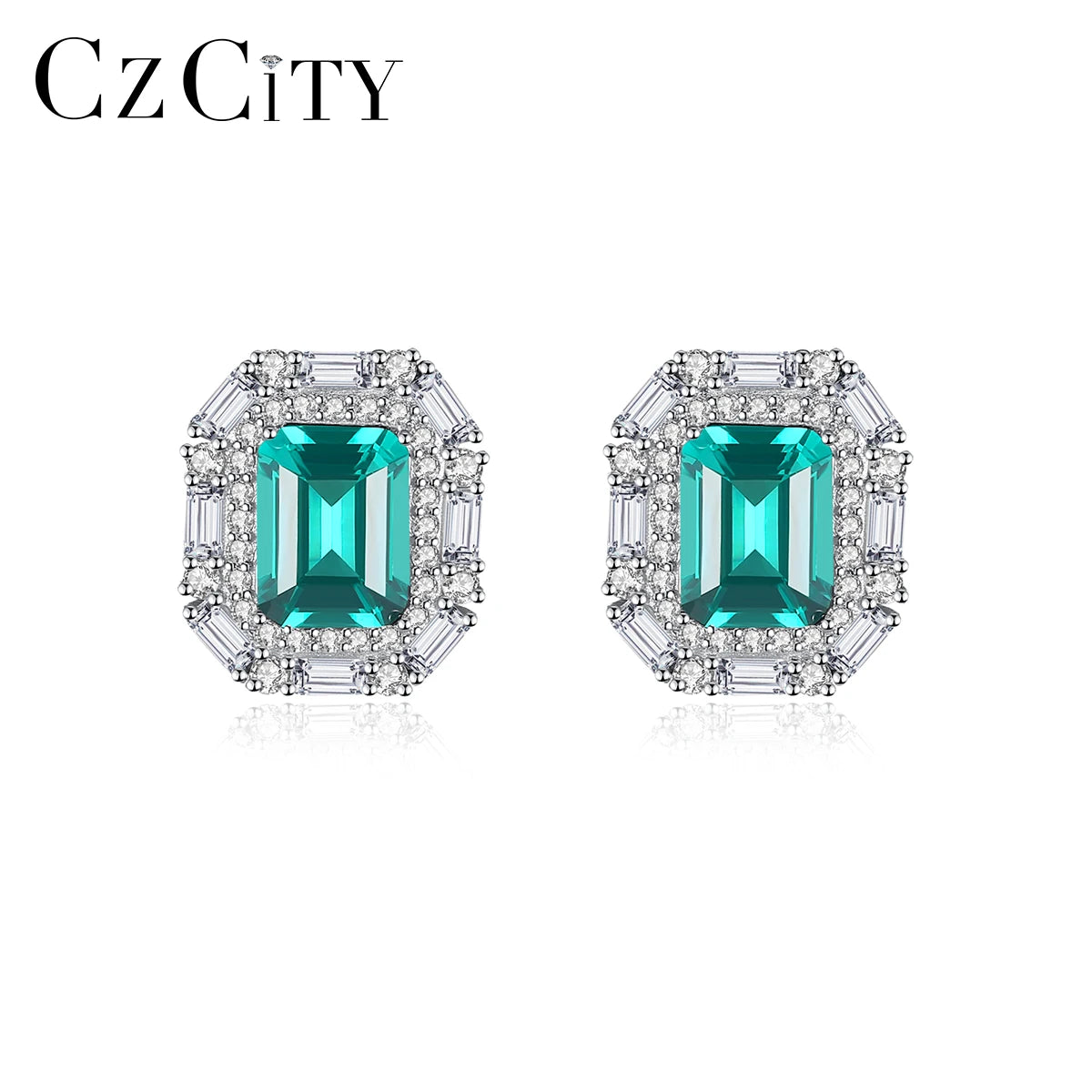 CZCIT Gemstone Stud 925 Green Square Shape Earing Woman 2026 Designer Popular Brand Vintage Earring