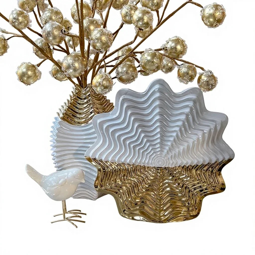 Ceramic Porcelain Geometrical Vase with Cut Out White Modern Classic Design for Home Garden Wedding Party Christmas Decoration