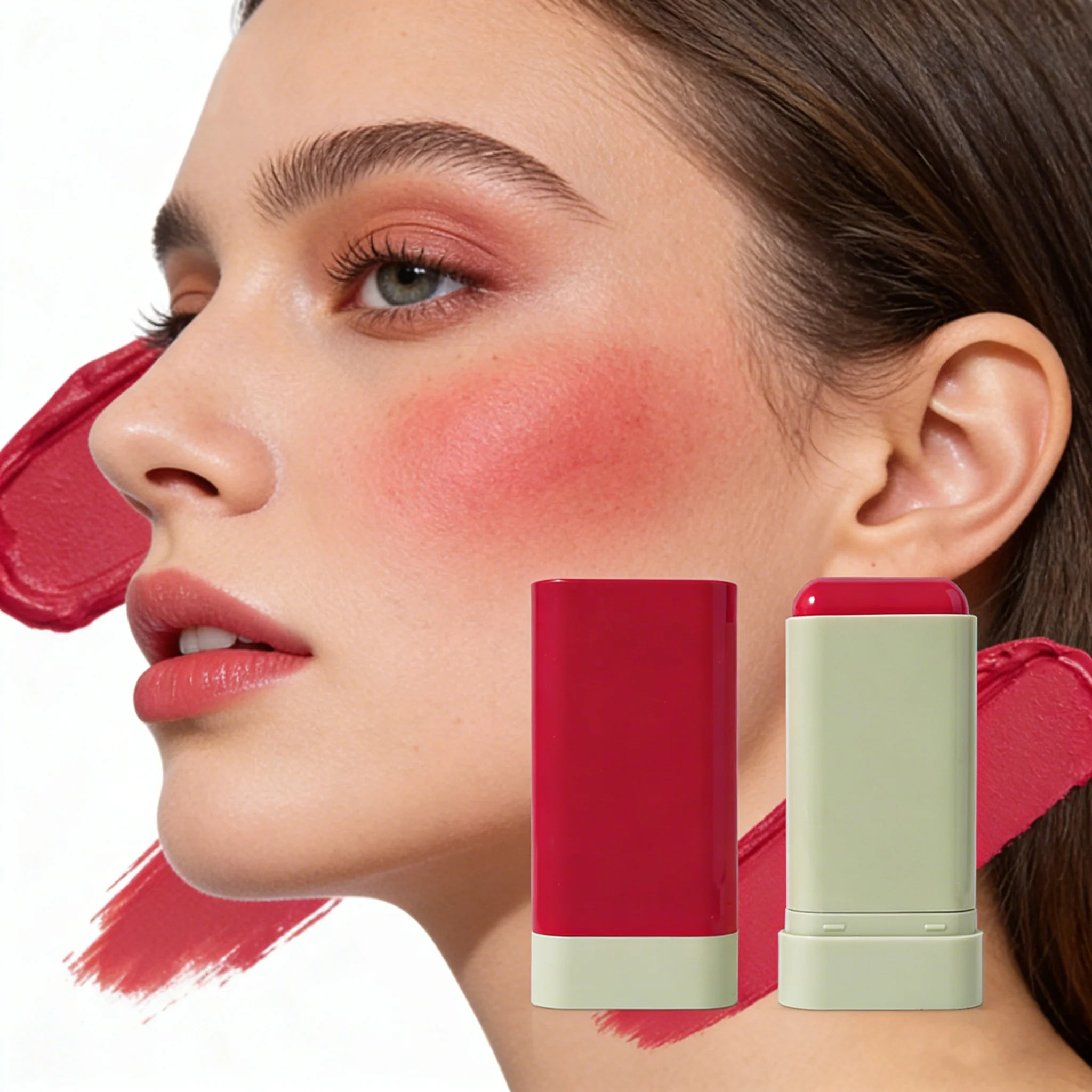 High Pigment Cream Blush Stick Wholesale Girls Cosmetic Red Rose OEM Private Label 3 Colors Fair Skin Vegan Mineral Makeup ODM