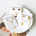 Ason Steel Luxury 18k Gold Plated Butterfly Zircon Shell Stainless Steel Jewelry Set  for Women