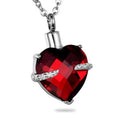 Stainless Steel Heart Cremation Urn Pendant Crystal Ashed Keepsake Birthstone Urn Memorial Bigger Ash Chamber Pendant Holder Jar
