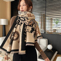 2025 Luxury Winter Nordic Jacquard Nap Blanket Shawl Women's Breathable Long Scarf with Letter Pattern Suitable for Autumn