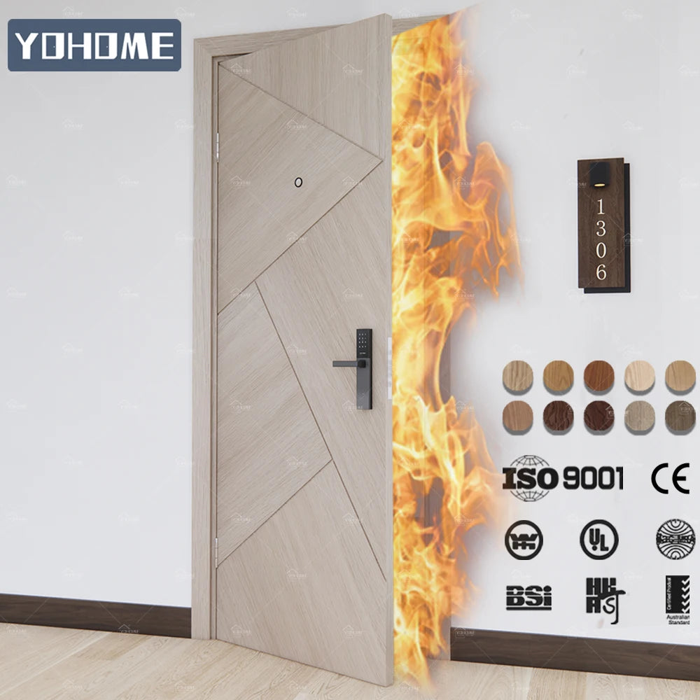 CAN Certificate ULC Canada Hotel Fire-proof Door Fire Insulated Hotel Door Hotel Room Door with Frames