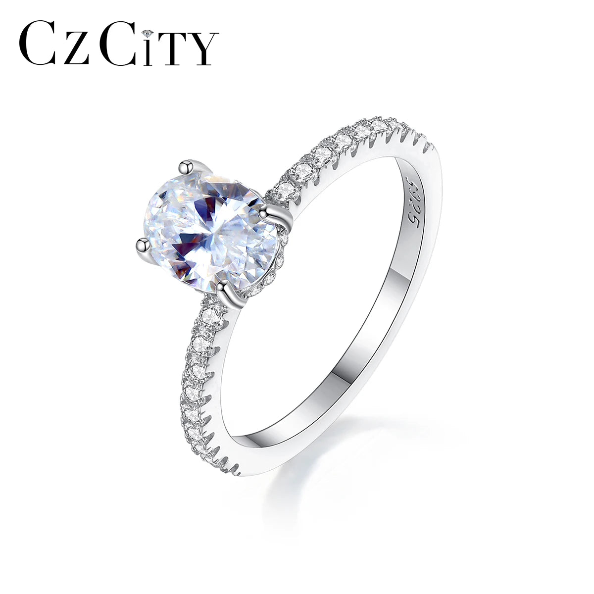 CZCITY Super White Infinity 925 Sterling Silver 1.2Ct Eternity Charm Manufacturer Oval Moissanite Ring