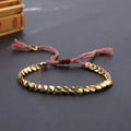 Bohemia Irregular Brass Copper Beads Bracelet Red Colorful Rope Braided Adjustable Rope Tassel Bracelet for Women Girls