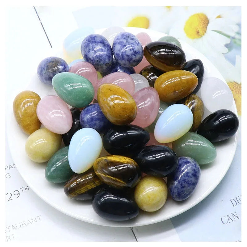 Wholesale Natural Little Easter Egg Rock Polished 20x30mm Egg Shaped Gemstone Crystals Small Beads Stone Crafts Home Decoration
