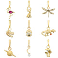 Diy Necklace Bracelet Copper Gold Plated Charms Multi-Style Geometric Rocket Skull Dinosaur Planet Cactus Moon Dragonfly Pendant
