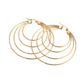 Fashion 18k Gold Plated Stainless Steel Multi Layered Circle Hoop Earrings