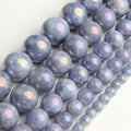 Wholesale Round Dark Blue Electroplated Angelites Stone Loose Beads for Bracelet Necklace DIY Handmade