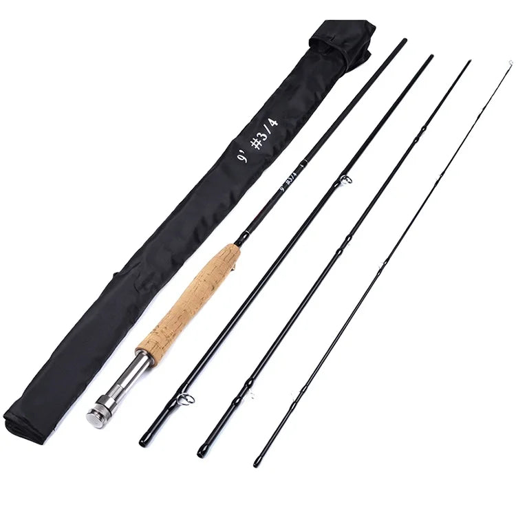 9ft Carbon Fiber Lure Hard Fly Fishing Rod 2.7M 4-Section Fishing Pole Line Wt 3/4 5/6 7/8 Cork Handle Fishing Tackle