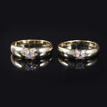 KH550 Abiding Unique Design 14K Gold Plated Chunky Nail Rings Flower Ring Couple Moissanite 925 Sterling Silver Ring Set